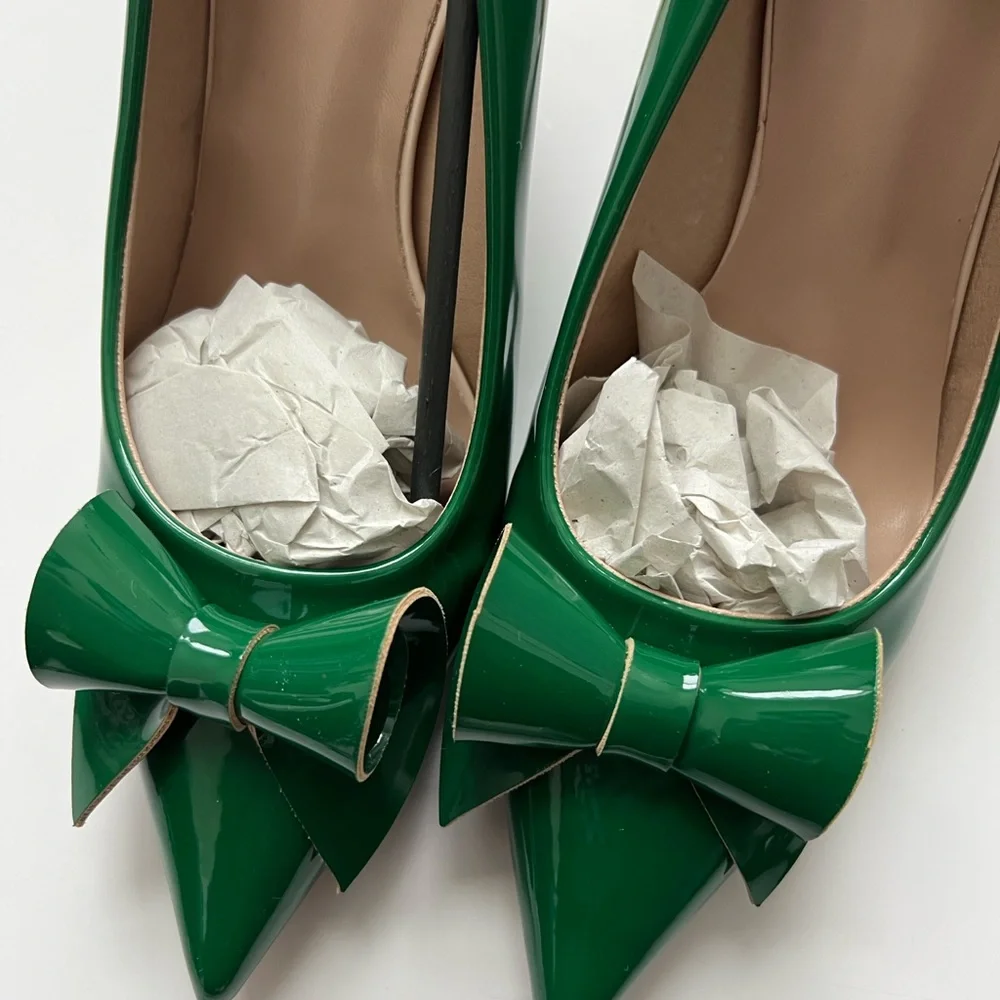 Elegant Green Bow Women's Shoes - Picture 2 of 5